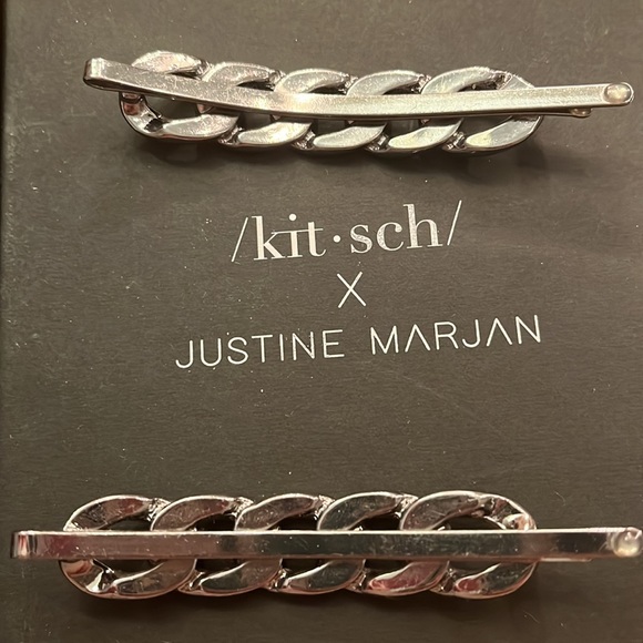 Kitsch x Justine Marjan XL Rhinestone Chain Bobby Pin Set - Picture 2 of 7